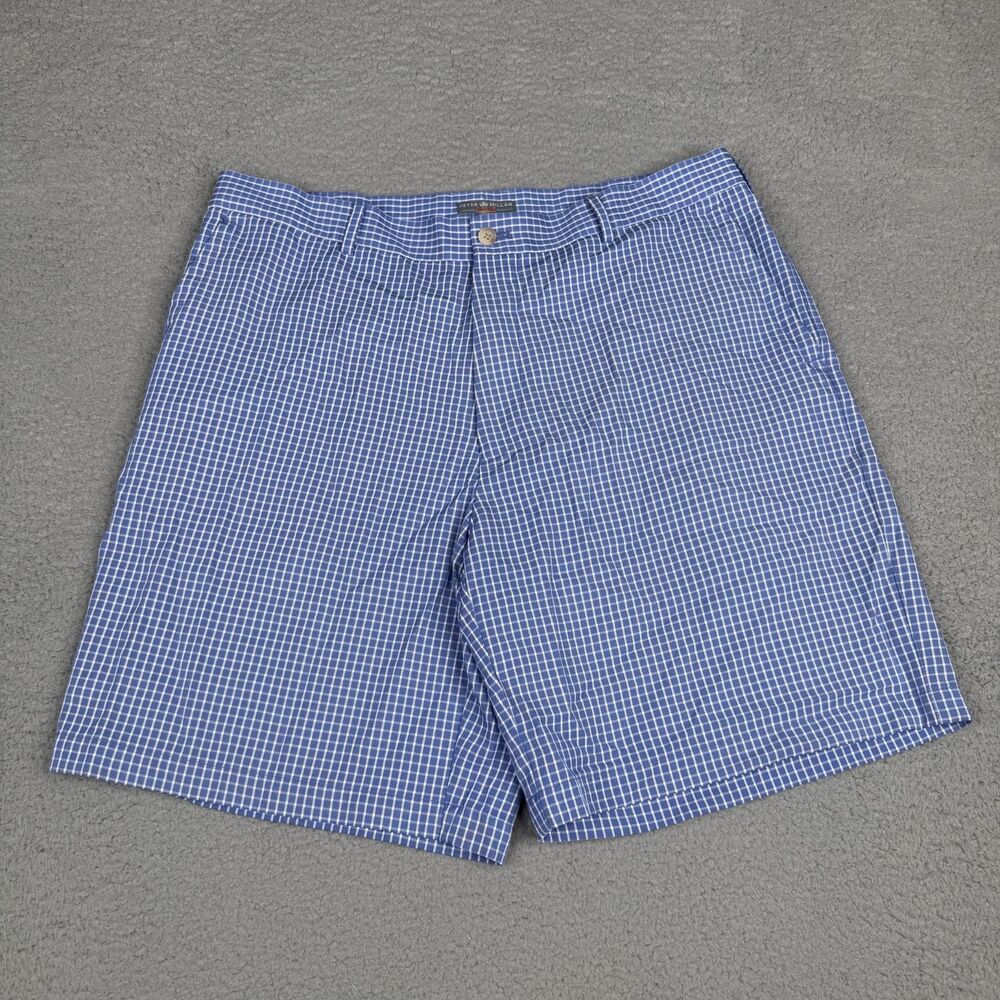 Peter Millar Shorts Mens 38 Blue White Check Wicking Performance Golf Casual